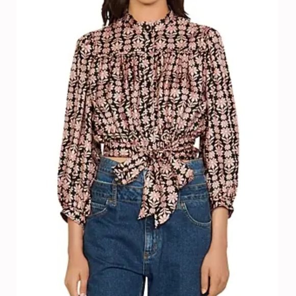 SANDRO Helia Silk Top Size 3/ - Picture 8 of 8